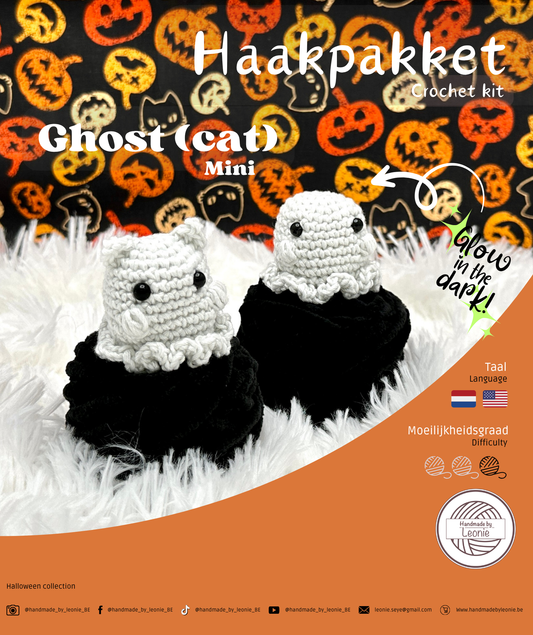 Mini geest (met kattenoren) (Halloween collectie) - Haakpakket