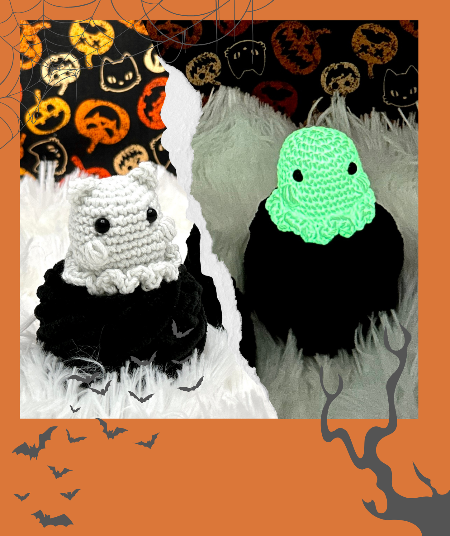 Mini geest (met kattenoren) (Halloween collectie) - Haakpakket